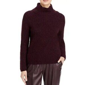 Hugo Boss Faloda Turtleneck Women's Small Alpaca Merlot Red Rib Knit Sweater